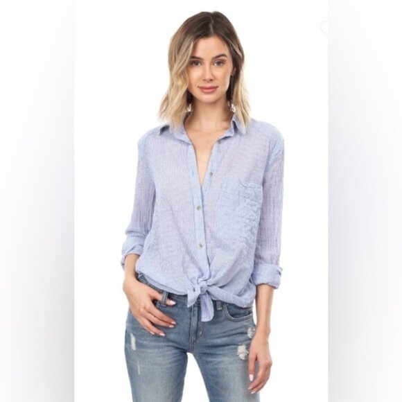 Free People Tops - NO LIMITS STRIPE STRETCH COTTON SHIRT*